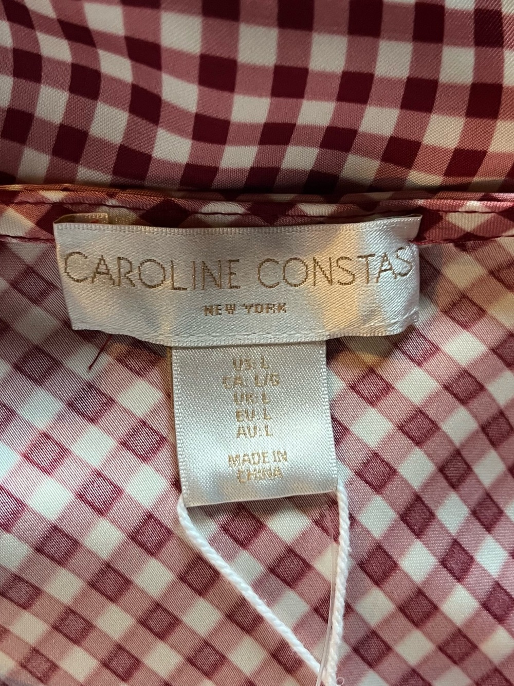 CAROLINE CONSTAS Mariselle Red Gingham Maxi Dress size L Large (Doen ) - Picture 8 of 8